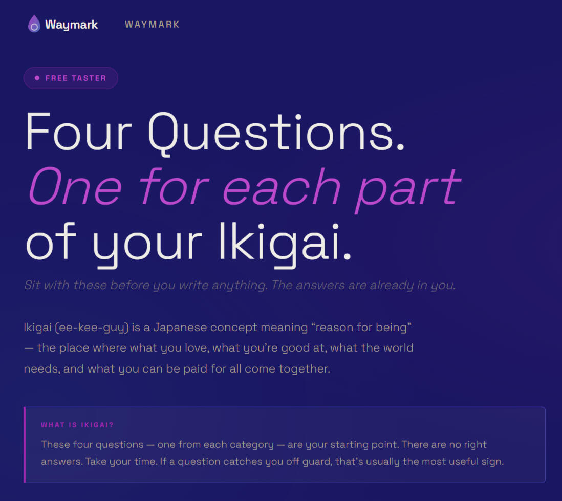 Ikigai - 4 Taster questions